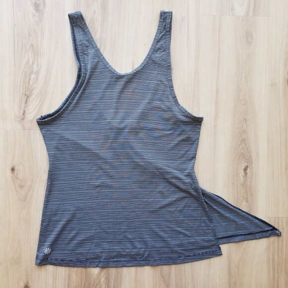 Athleta Max Out Blue Striped Tank Top Low Back Side Tie Sleeveless Tee Womens XS - Picture 4 of 12